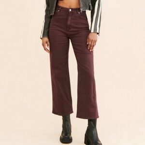 Rollas Brown Heidi High Rise Wide Leg Jeans